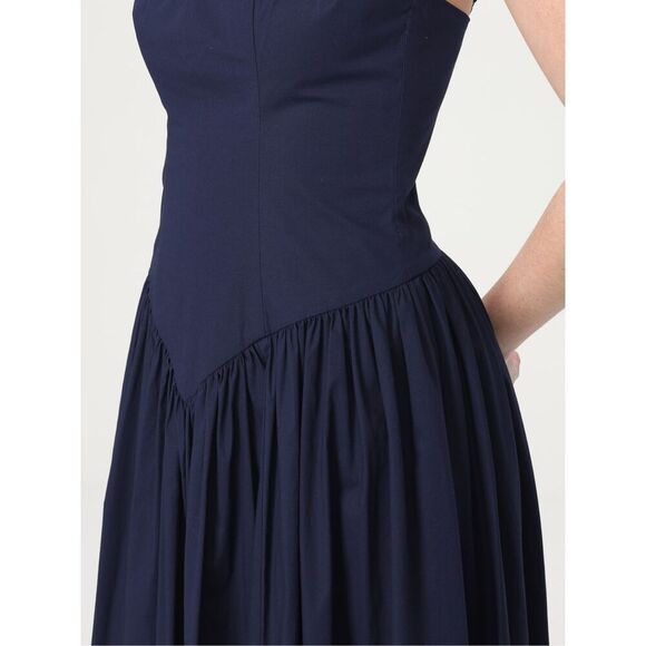 Staud Women's Navy Spaghetti Strap Drop Waist Poplin Dena Maxi Dress Sz 12 NWOT - Picture 5 of 15